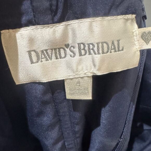 David’s Bridal One-Shoulder Chiffon Dress in Marine Navy Blue size 4 - Picture 6 of 8